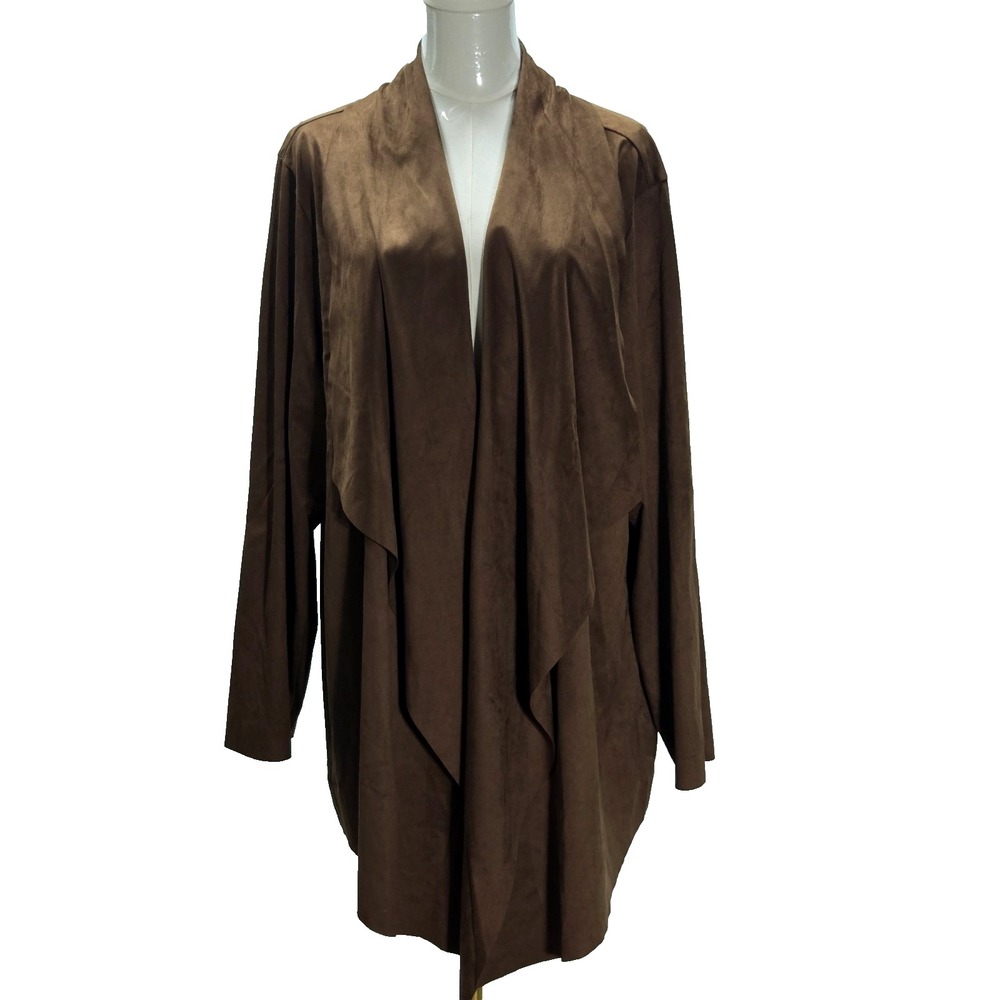 Soft Surroundings Drape Faux Suede Jacket Cardigan Womens NWT Long Sleeve 3X
